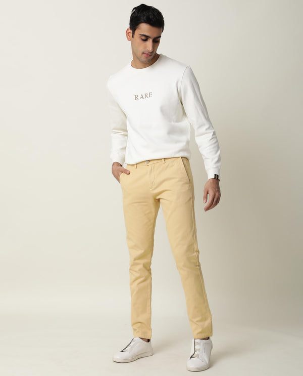 Rare Rabbit Men's Scotch Yellow Solid Mid-Rise Regular Fit Trouser