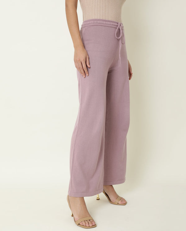 Rareism Women Finn Track Pink Cotton Fabric Flared Solid Mid Rise Ankle Length Track Pant