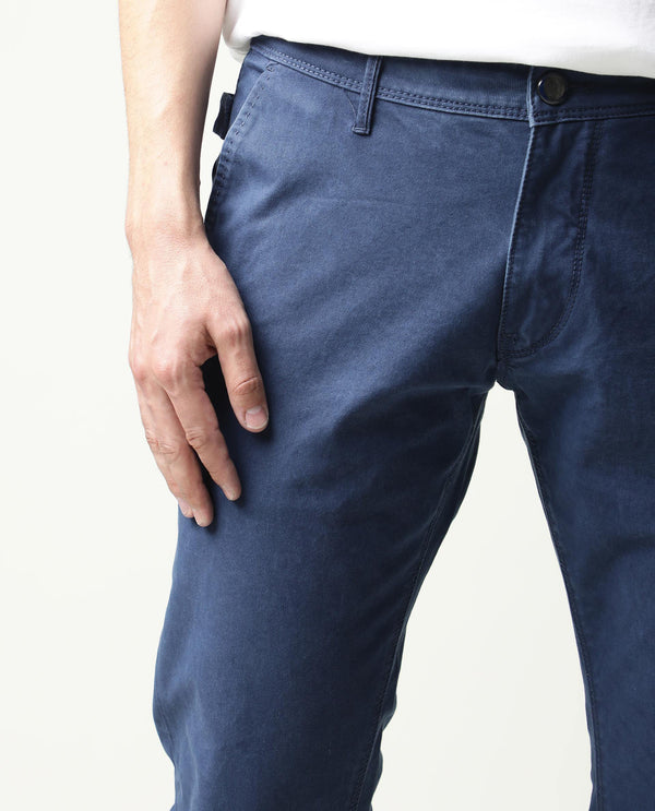 Rare Rabbit Men's Ruiz Blue Sulphur Dyed Mid-Rise Slim Fit Jeans