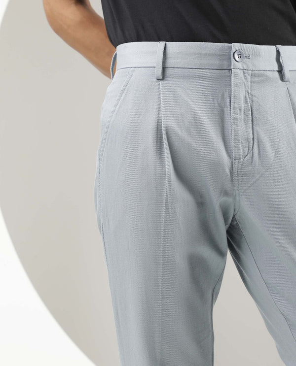 Rare Rabbit Men's Lyte Pastel Blue Solid Mid-Rise Regular Fit Lightweight Trouser