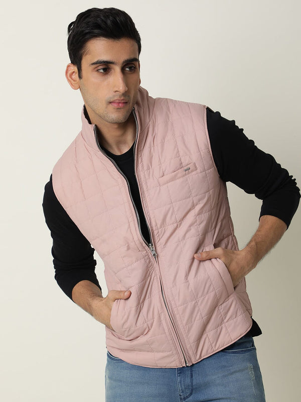 Rare Rabbit Men's Fillex Dark Rust Solid Reversible Quilted Sleeveless Puffer Jacket