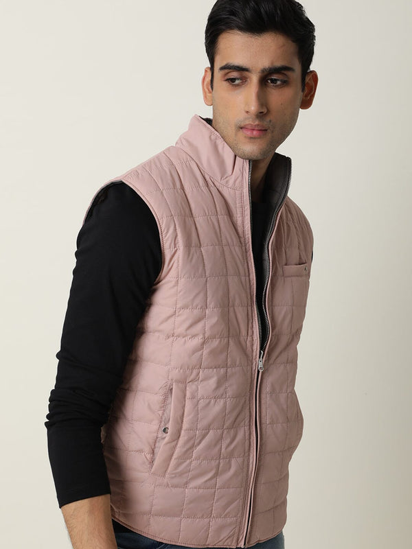 Rare Rabbit Men's Fillex Dark Rust Solid Reversible Quilted Sleeveless Puffer Jacket