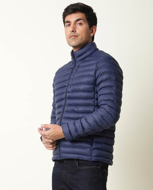 Rare Rabbit Men's Paralite Blue High Neck Puffer Jacket