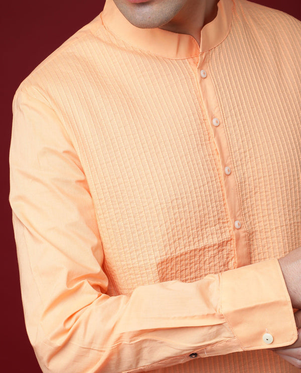Rare Rabbit Nolan Orange Cotton Fabric Full Sleeve Mandarin Collar Regular Fit Kurta