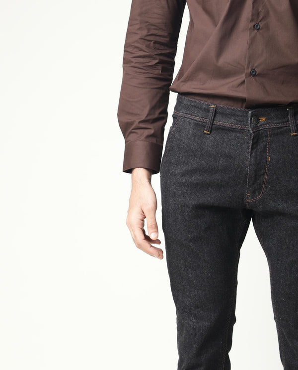 Rare Rabbit Men's Shooters Dark Black Dark Wash Mid-Rise Slim Fit Jeans