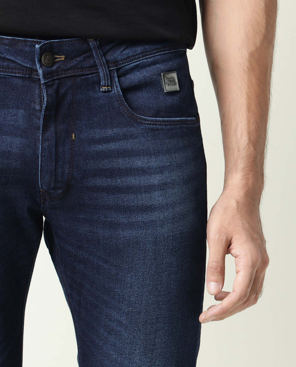 Rare Rabbit Men's Juan Blue Mid-Rise Mid Wash Regular Fit Jeans