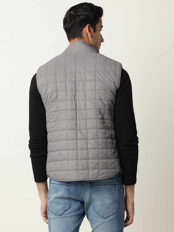 Rare Rabbit Men's Fillex Dark Rust Solid Reversible Quilted Sleeveless Puffer Jacket