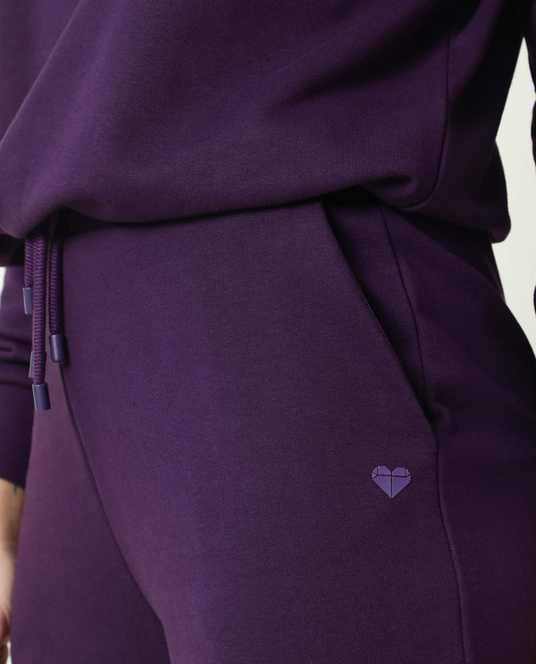 Rareism Women Lois Purple Track Pant Cotton Fabric Drawstring Closure Solid