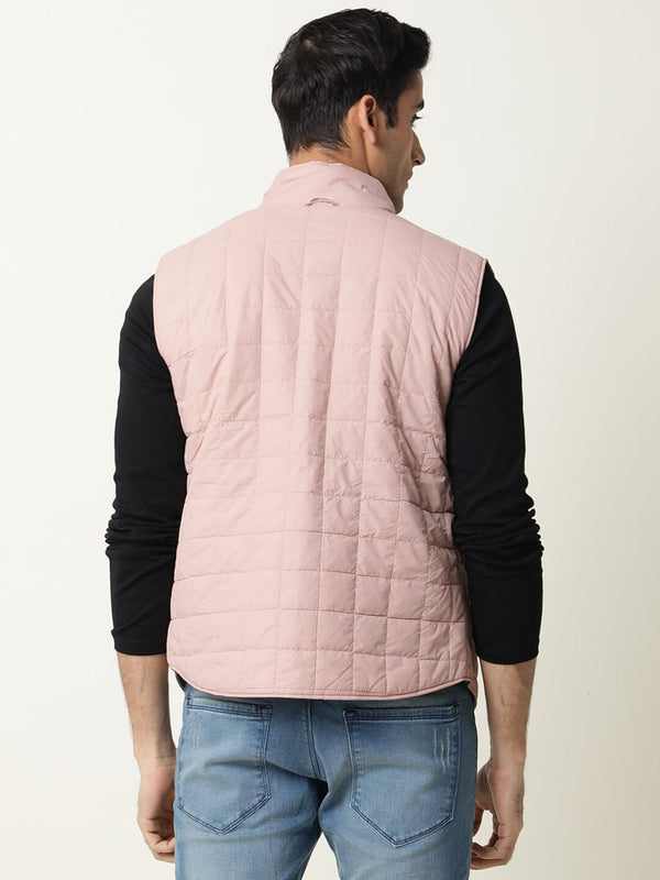 Rare Rabbit Men's Fillex Dark Rust Solid Reversible Quilted Sleeveless Puffer Jacket