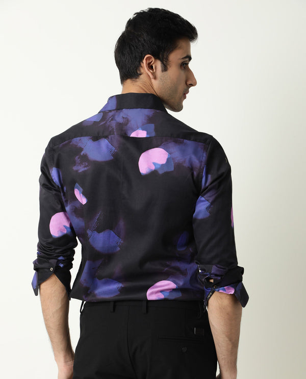 Rare Rabbit Men's Toforo Black Cotton Fabric Full Sleeves Abstract Print Shirt