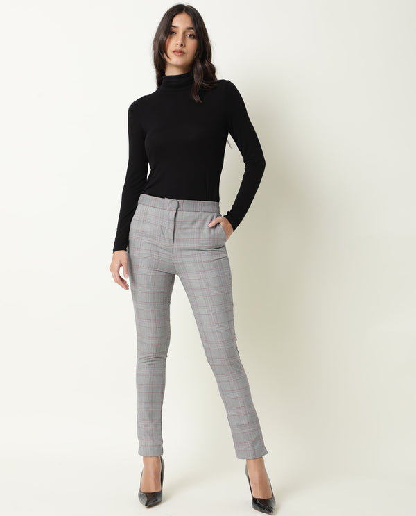Rareism Womens Issac Beige Trouser High Waist Slim Fit Ankle Length