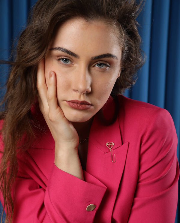 Rareism Women Ziva Pink Full Sleeves Tailored Fit Solid Polyester Fabric Blazer