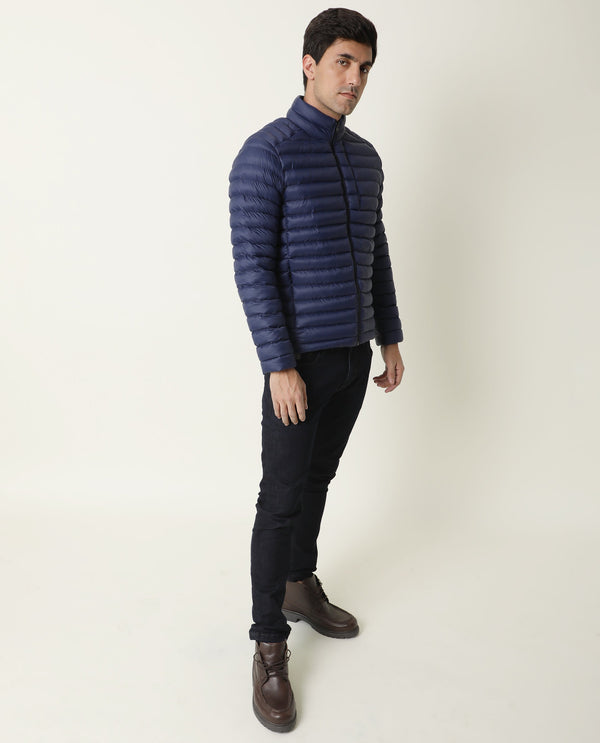Rare Rabbit Men's Paralite Blue High Neck Puffer Jacket
