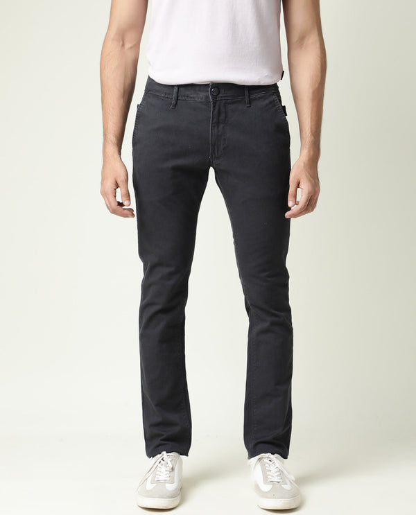 Rare Rabbit Men's Oxin Grey Jeans Rinse Wash Mid-Rise Slim Fit Jeans