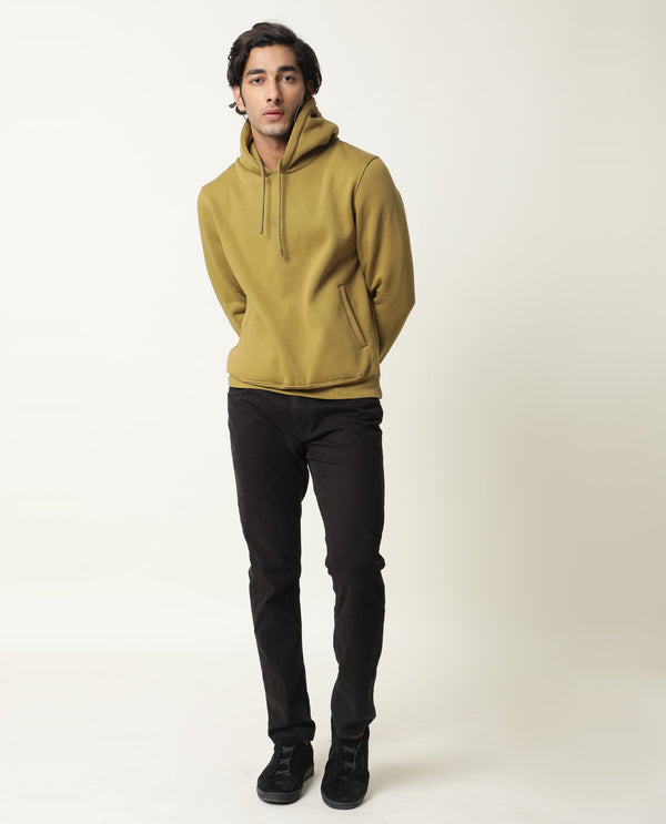Rare Rabbit Peach Primary Olive Sweatshirt Cotton Poly Fabric Full Sleeve Hoodie Slim Fit