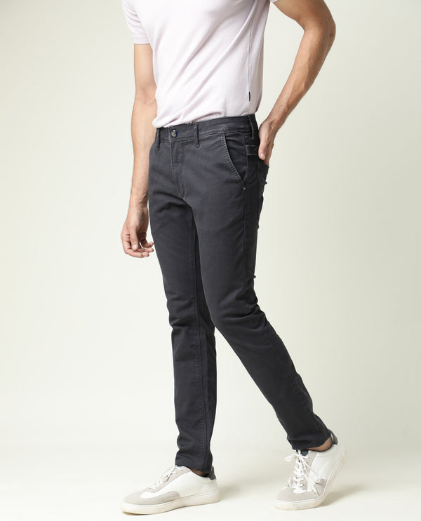 Rare Rabbit Men's Oxin Grey Jeans Rinse Wash Mid-Rise Slim Fit Jeans