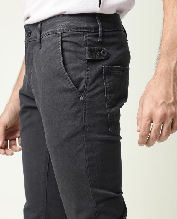 Rare Rabbit Men's Oxin Grey Jeans Rinse Wash Mid-Rise Slim Fit Jeans