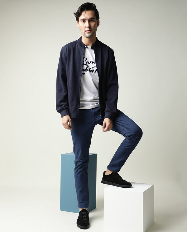 Rare Rabbit Men's Ruiz Blue Sulphur Dyed Mid-Rise Slim Fit Jeans