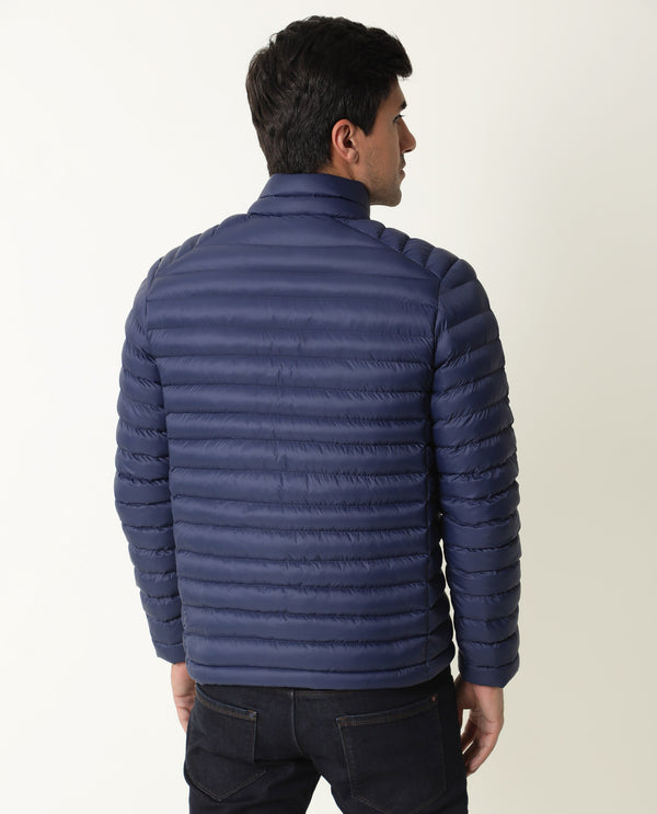 Rare Rabbit Men's Paralite Blue High Neck Puffer Jacket