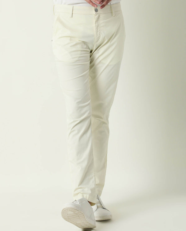 Rare Rabbit Men's Popins Flouroscent Green Solid Mid-Rise Slim Fit Trouser