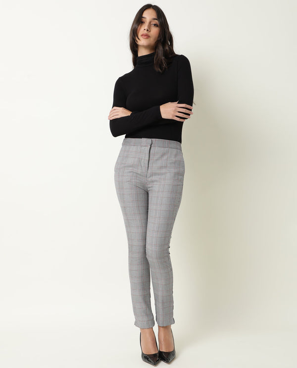 Rareism Womens Issac Beige Trouser High Waist Slim Fit Ankle Length
