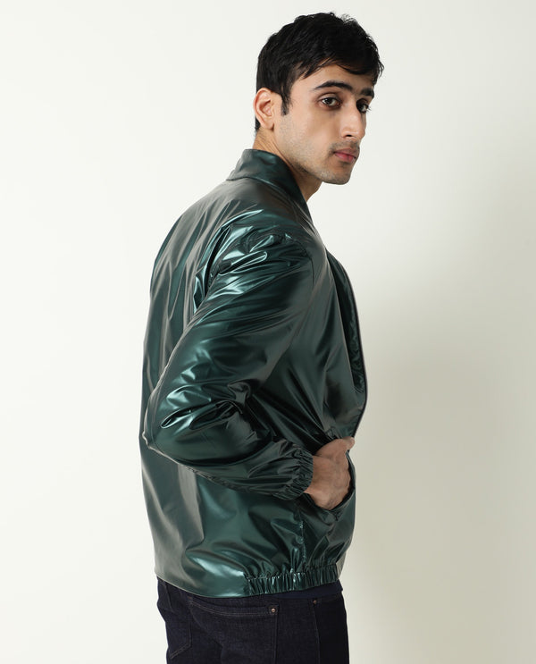 Rare Rabbit Men'S Adam Green Jacket Polyester Fabric Broad Collar Neck Full Sleeves
