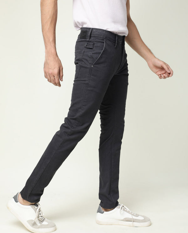 Rare Rabbit Men's Oxin Grey Jeans Rinse Wash Mid-Rise Slim Fit Jeans