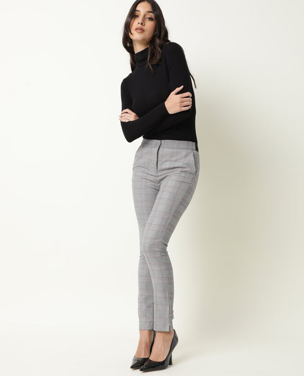 Rareism Womens Issac Beige Trouser High Waist Slim Fit Ankle Length