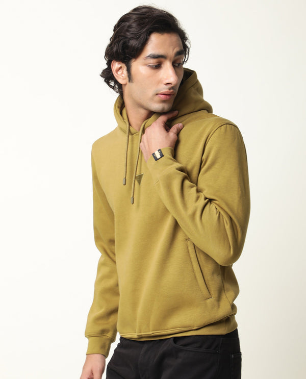 Rare Rabbit Peach Primary Olive Sweatshirt Cotton Poly Fabric Full Sleeve Hoodie Slim Fit