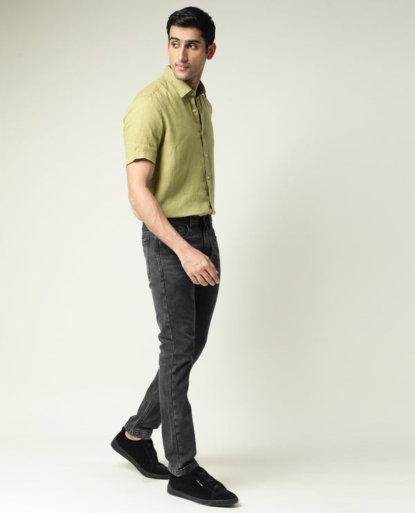 Rare Rabbit Men's Jardin Black Mid Wash Mid-Rise Slim Fit Jeans