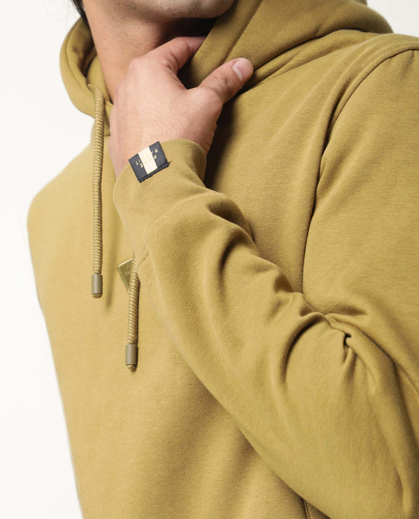 Rare Rabbit Peach Primary Olive Sweatshirt Cotton Poly Fabric Full Sleeve Hoodie Slim Fit