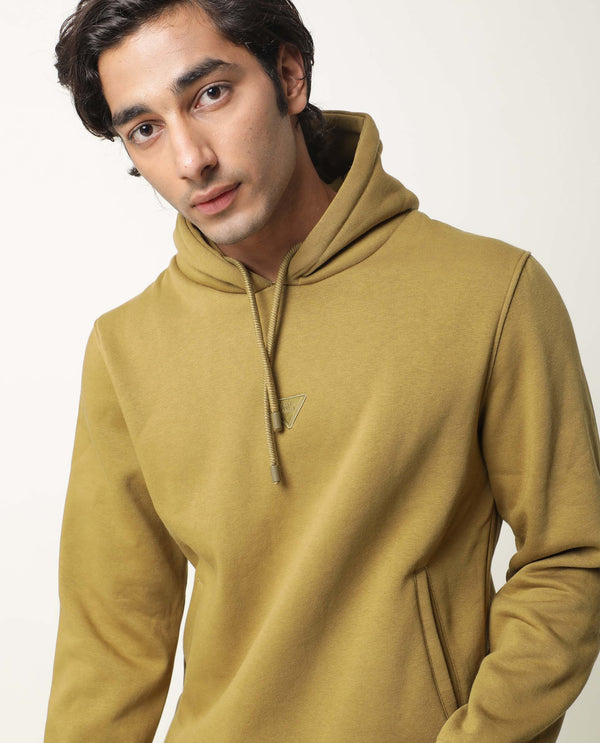 Rare Rabbit Peach Primary Olive Sweatshirt Cotton Poly Fabric Full Sleeve Hoodie Slim Fit