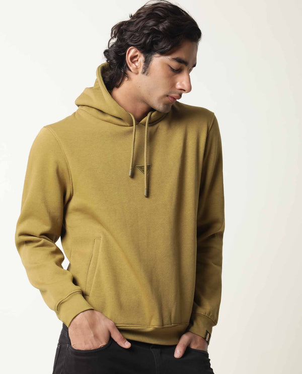 Rare Rabbit Peach Primary Olive Sweatshirt Cotton Poly Fabric Full Sleeve Hoodie Slim Fit