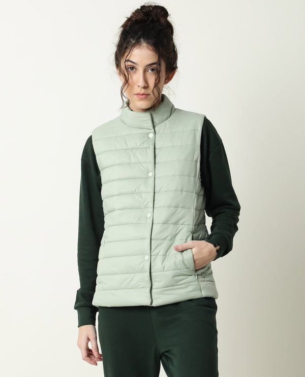 Rareism Women Trunk Light Green  Sleeveless Solid Hooded Jacket