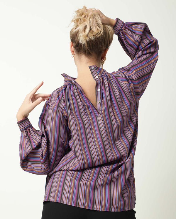 Rareism Womens Autumn Multi Color Top Polycotton Fabric Full Sleeves High Neck