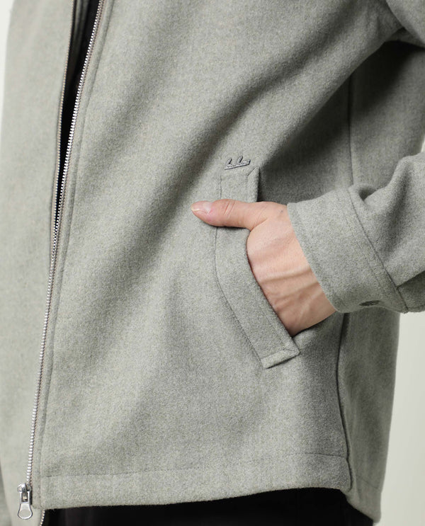 Rare Rabbit Men's Tweeder Light Green Textured Broad Collar Jacket