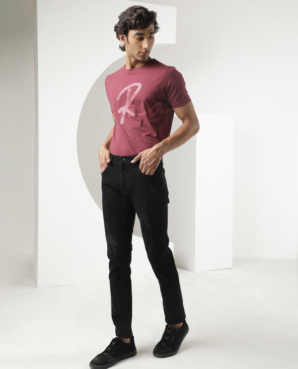 Rare Rabbit Men's Astral Black Rinse Wash Mid-Rise Slim Fit Jeans
