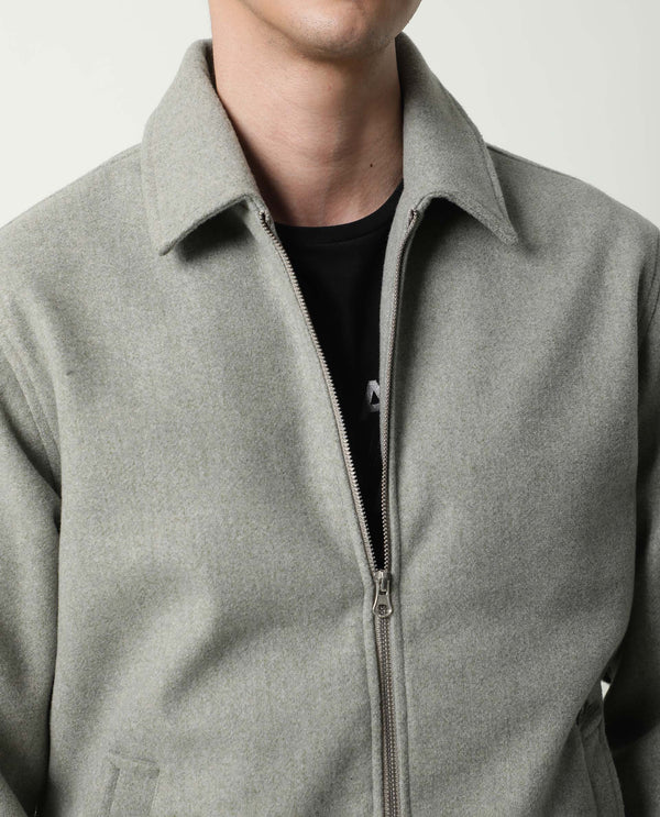 Rare Rabbit Men's Tweeder Light Green Textured Broad Collar Jacket