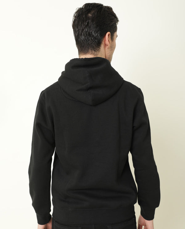 Rare Rabbit Rouyza Primary Black Sweatshirt Cotton Poly Fabric Full Sleeve Hoodie Slim Fit