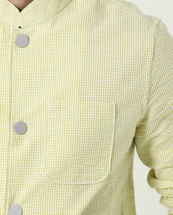 Rare Rabbit Men's Gin Olive Mandarin Collar Checkered Jacket