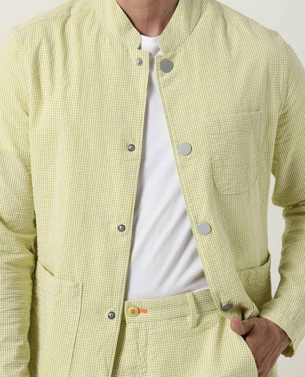 Rare Rabbit Men's Gin Olive Mandarin Collar Checkered Jacket