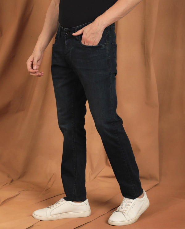 Rare Rabbit Men's Edin Dark Blue Mid-Rise Dark Wash Slim Fit Jeans