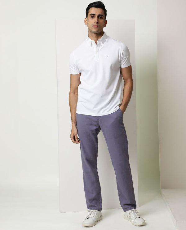 Rare Rabbit Men's Pastor Light Purple Solid Mid-Rise With Drawstring And Elastic Waistband Regular Fit Trouser
