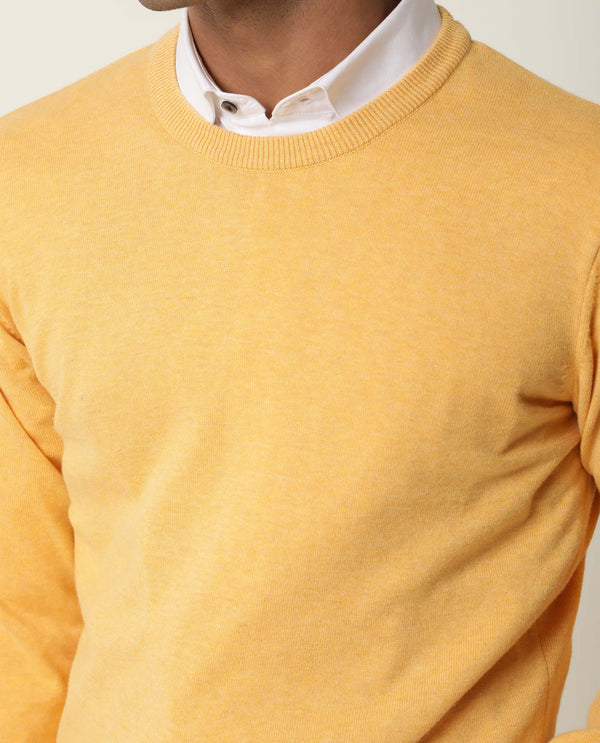 RARE RABBIT JODY PRIMARY YELLOW SWEATER COTTON FABRIC FULL SLEEVE ROUND NECK SLIM FIT