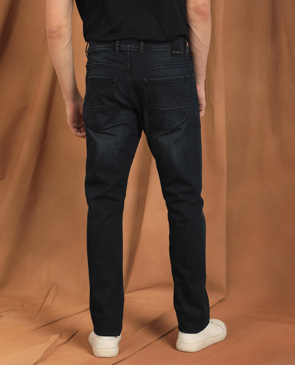 Rare Rabbit Men's Edin Dark Blue Mid-Rise Dark Wash Slim Fit Jeans