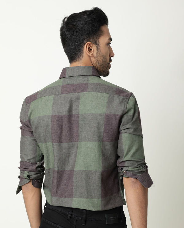 Rare Rabbit Men'S Edd Green Shirt Cotton Fabric Collared Neck Full Sleeves Button Closure Slim Fit