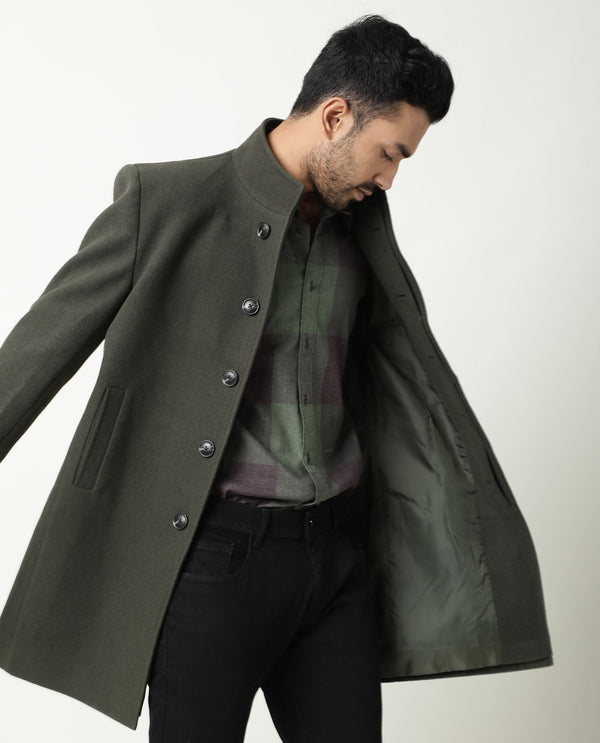 Rare Rabbit Men'S Edd Green Shirt Cotton Fabric Collared Neck Full Sleeves Button Closure Slim Fit