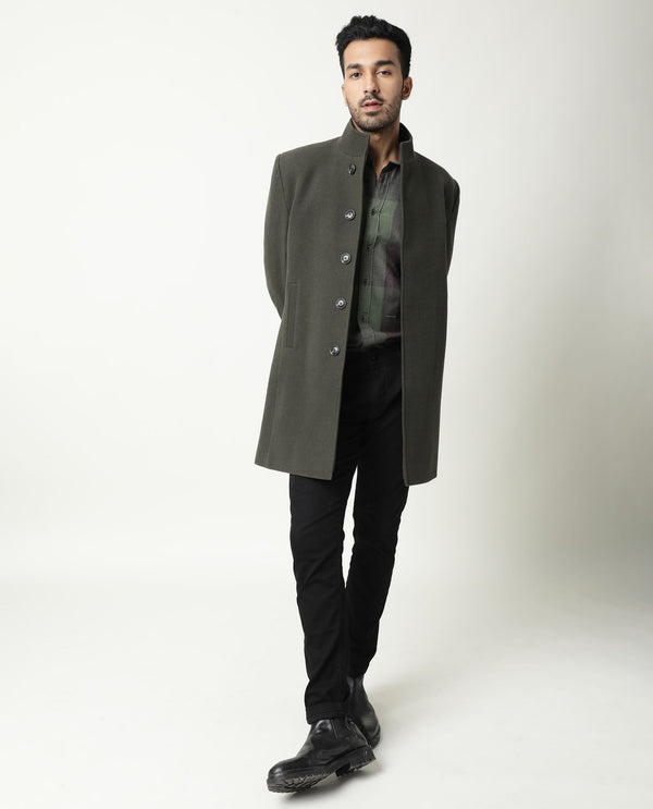 Rare Rabbit Men'S Edd Green Shirt Cotton Fabric Collared Neck Full Sleeves Button Closure Slim Fit