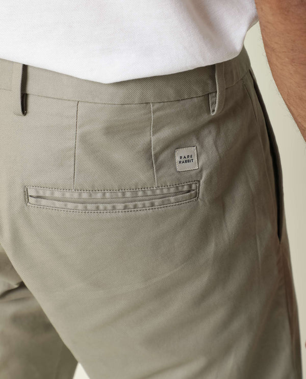 Rare Rabbit Men's Jude Grey Cotton Polyester Fabric Mid-Rise Slim Fit Twill Stretch Trousers