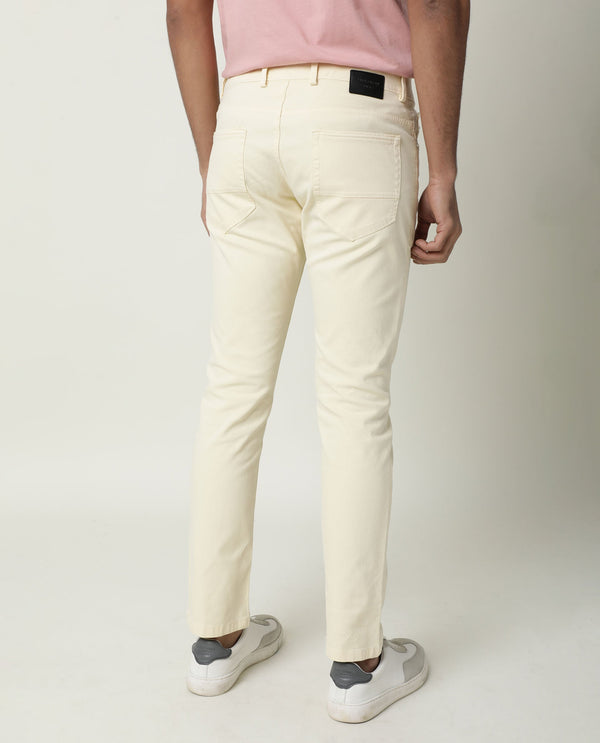 Rare Rabbit Men's Fiv5S Yellow Cotton Elastane Fabric Trouser